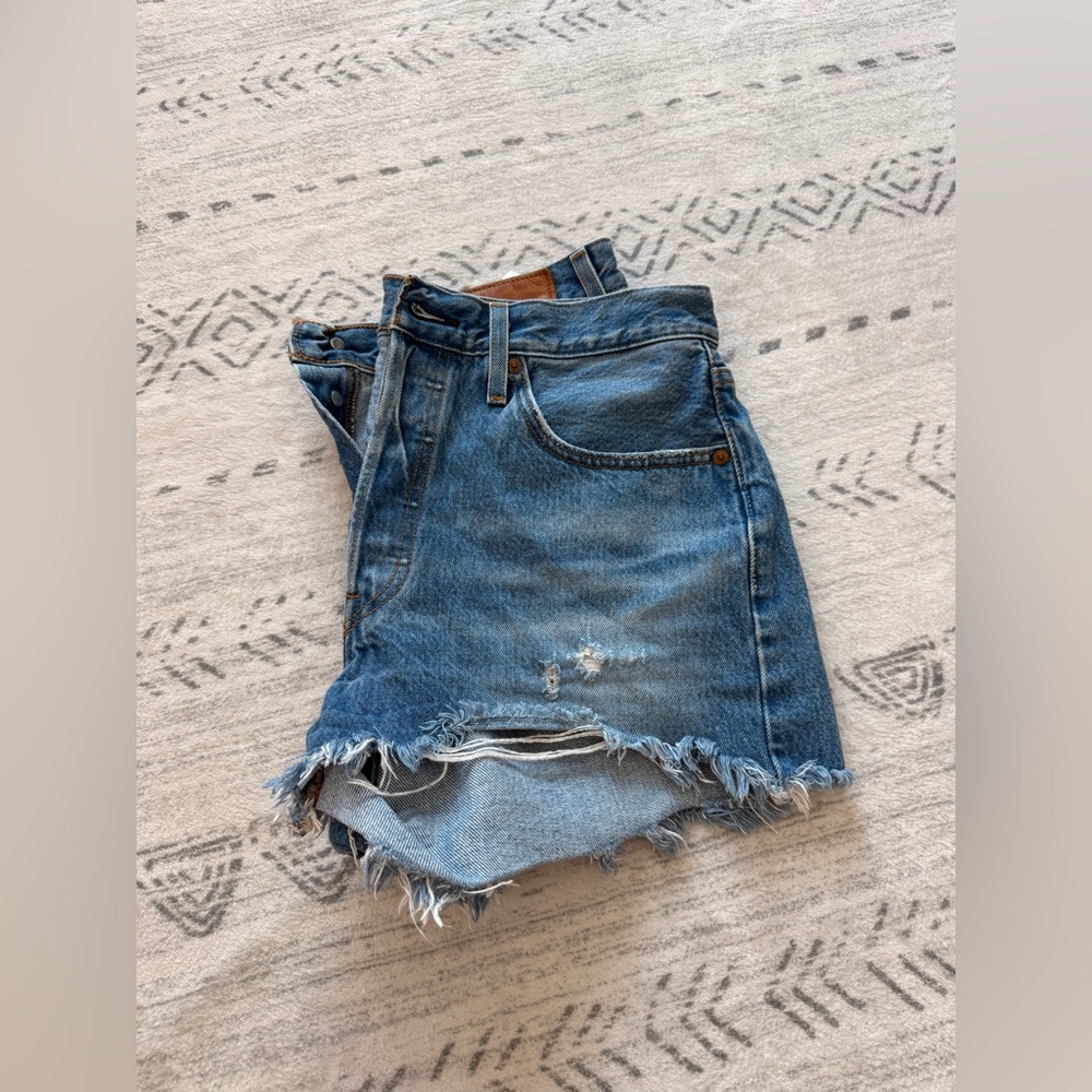 Blue Distressed Jean Shorts